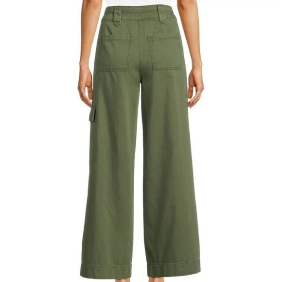 NWT Time and Tru Women's Green (Sea Turtle) Wide Leg Cargo Pants, size 2 - Picture 2 of 8